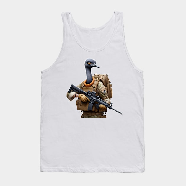 Tactical Ostrich Tank Top by Rawlifegraphic